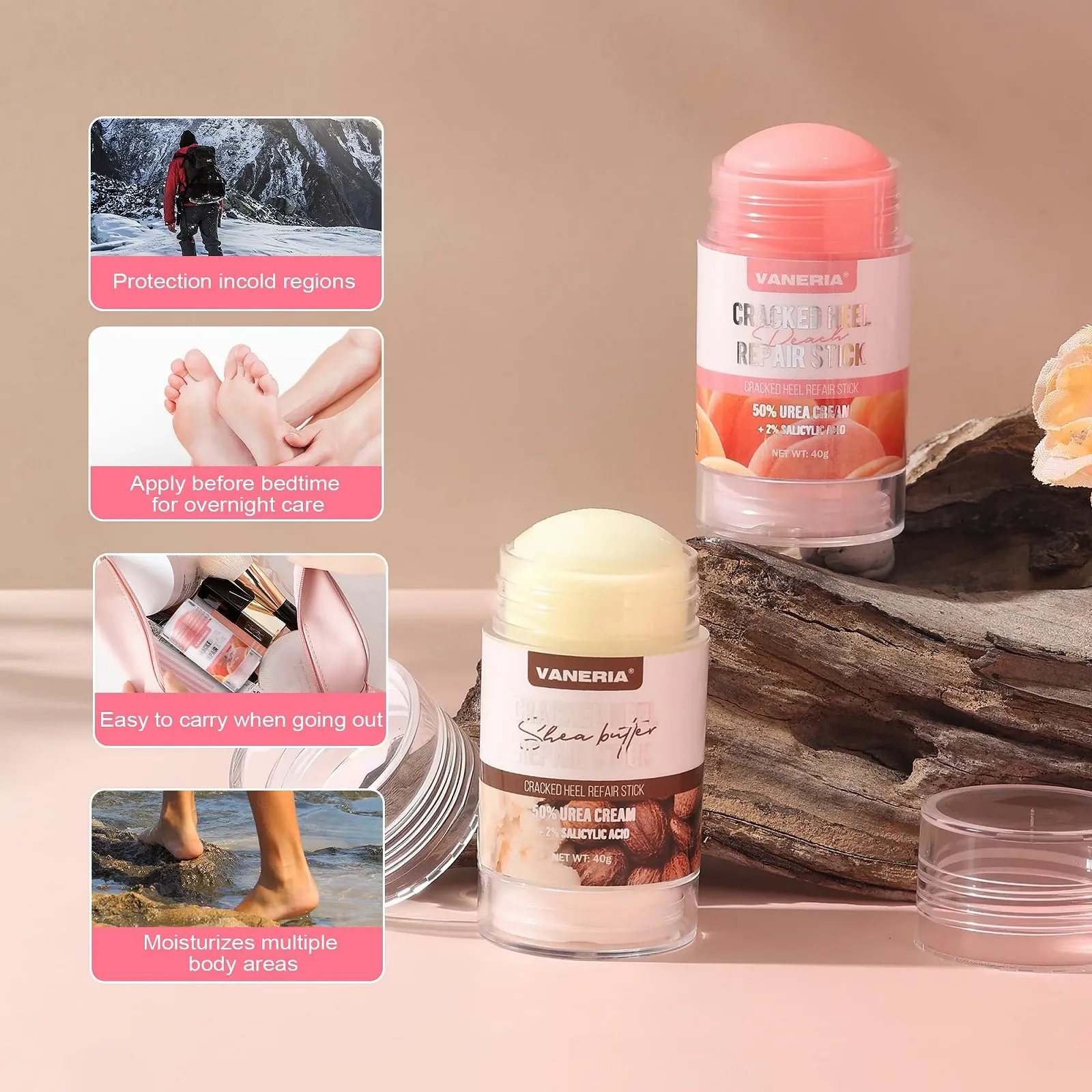 Крем-стик для ног VANERIA с маслом ши и кокоса, от трещин, 40 г (аромат ши), фото №7