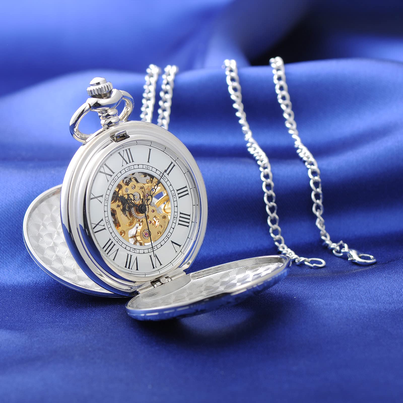 Годинник SUPBRO Pocket Watch Аналогові Механічний Ланцюг Unisex Сріблястий Класичний, фото №4