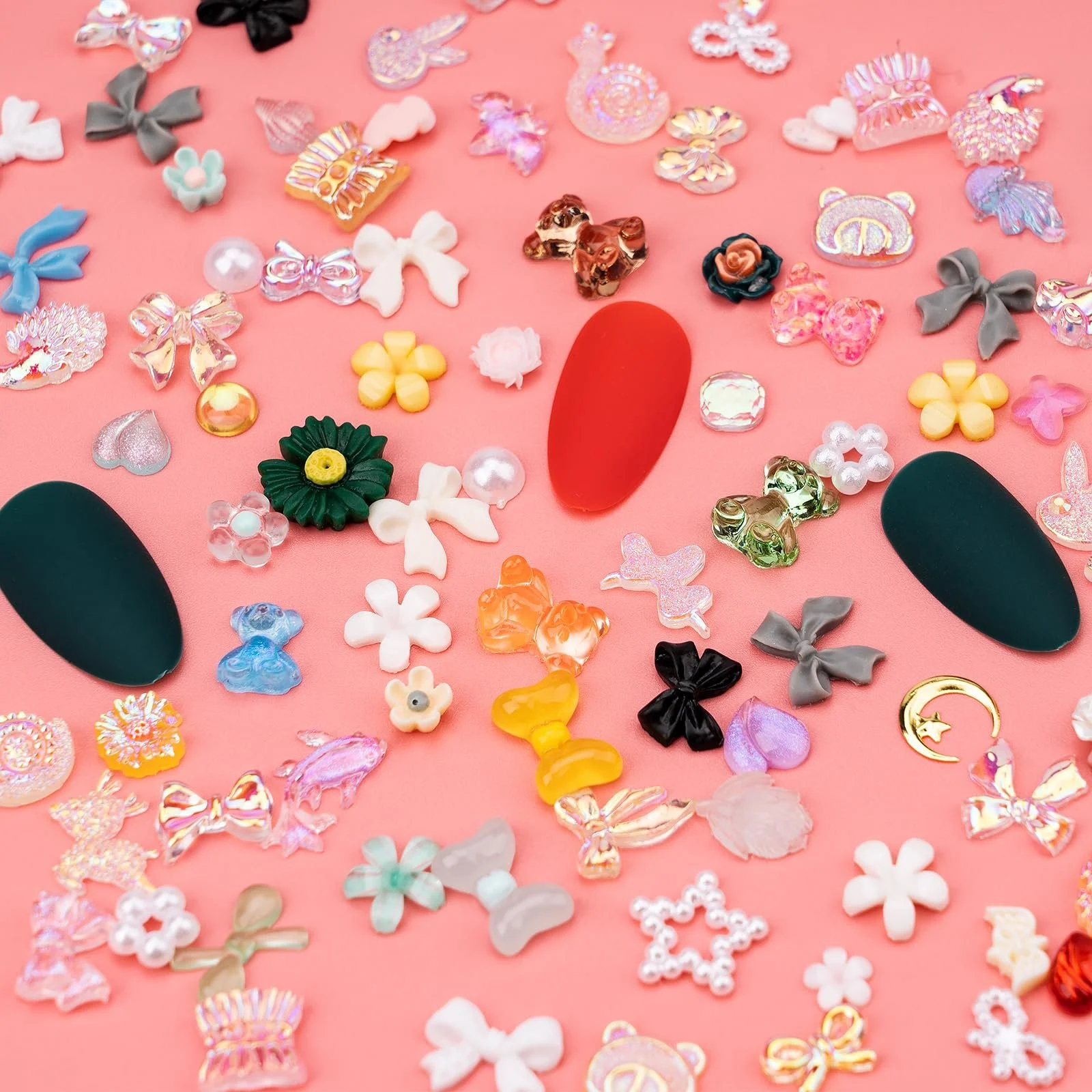 Декоративные бусины для дизайна ногтей 3D 500 шт. Сердце Бант Роза, фото №3