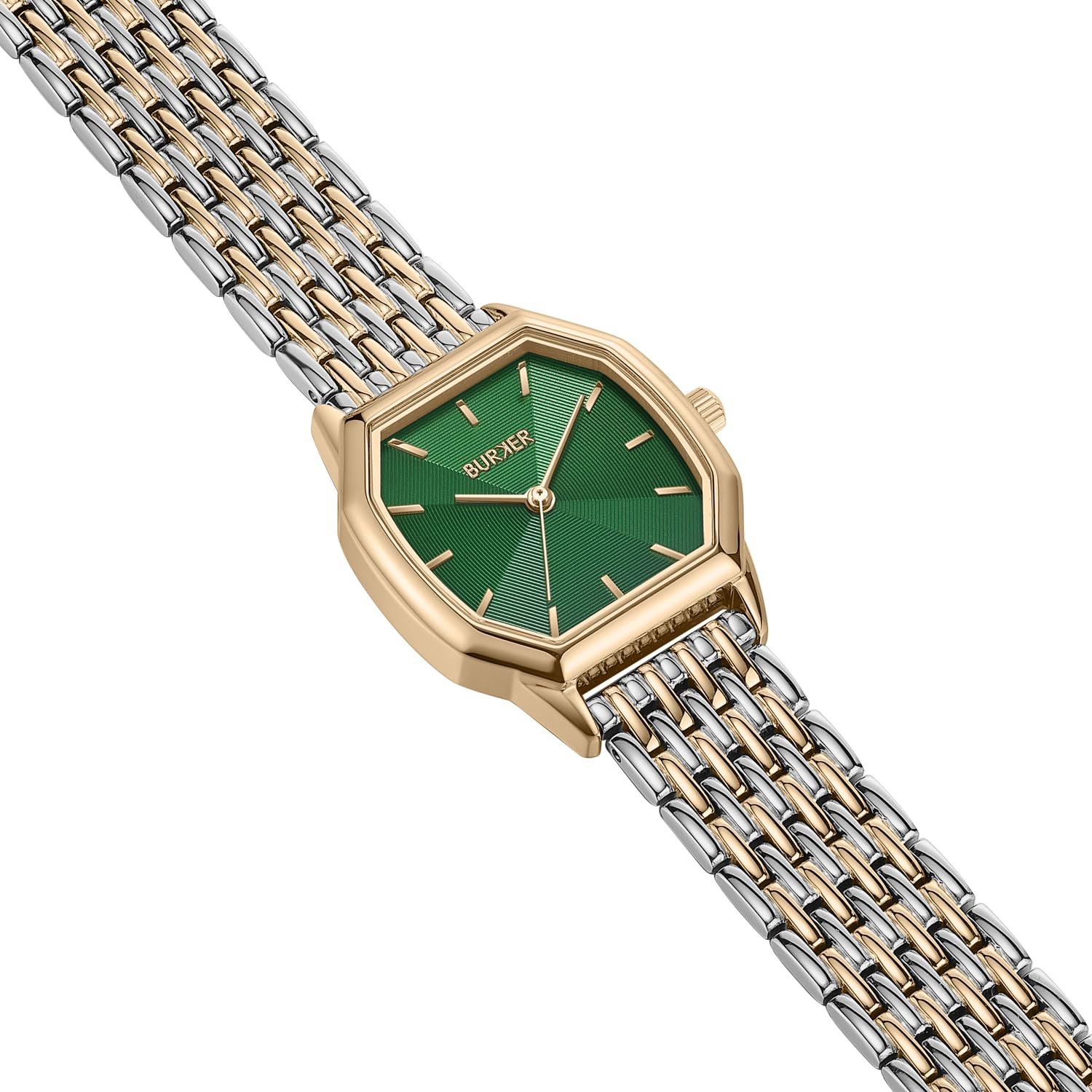 Женские часы BURKER Julia Шестигранный корпус Женские часы Браслет из звеньев Нержавеющая сталь Аналоговый Кварцевый 3 ATM Водонепроницаемый - 32 мм - Золотой Серебряный Зеленый, фото №4 Женские часы BURKER Julia Шестигранный корпус Женские часы Браслет из звеньев Нержавеющая сталь Аналоговый Кварцевый 3 ATM Водонепроницаемый - 32 мм - Золотой Серебряный Зеленый, фото №4