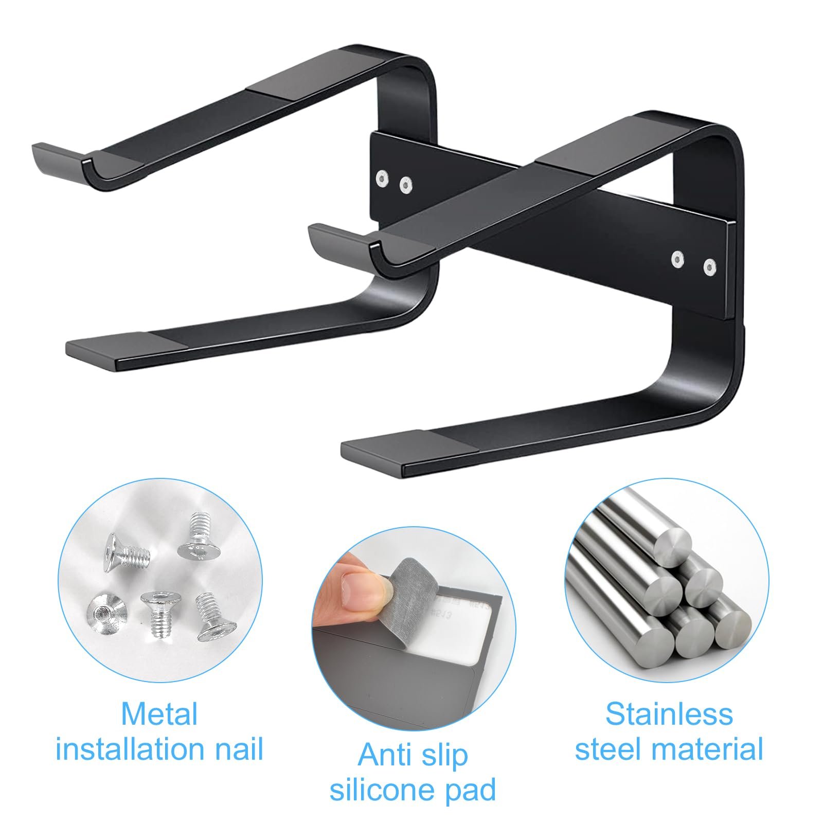 Підставка для ноутбука, ергономічна підставка для ноутбуків 10-17 дюймів, з тепловідведенням і нековзною конструкцією, універсальна, фото №4
