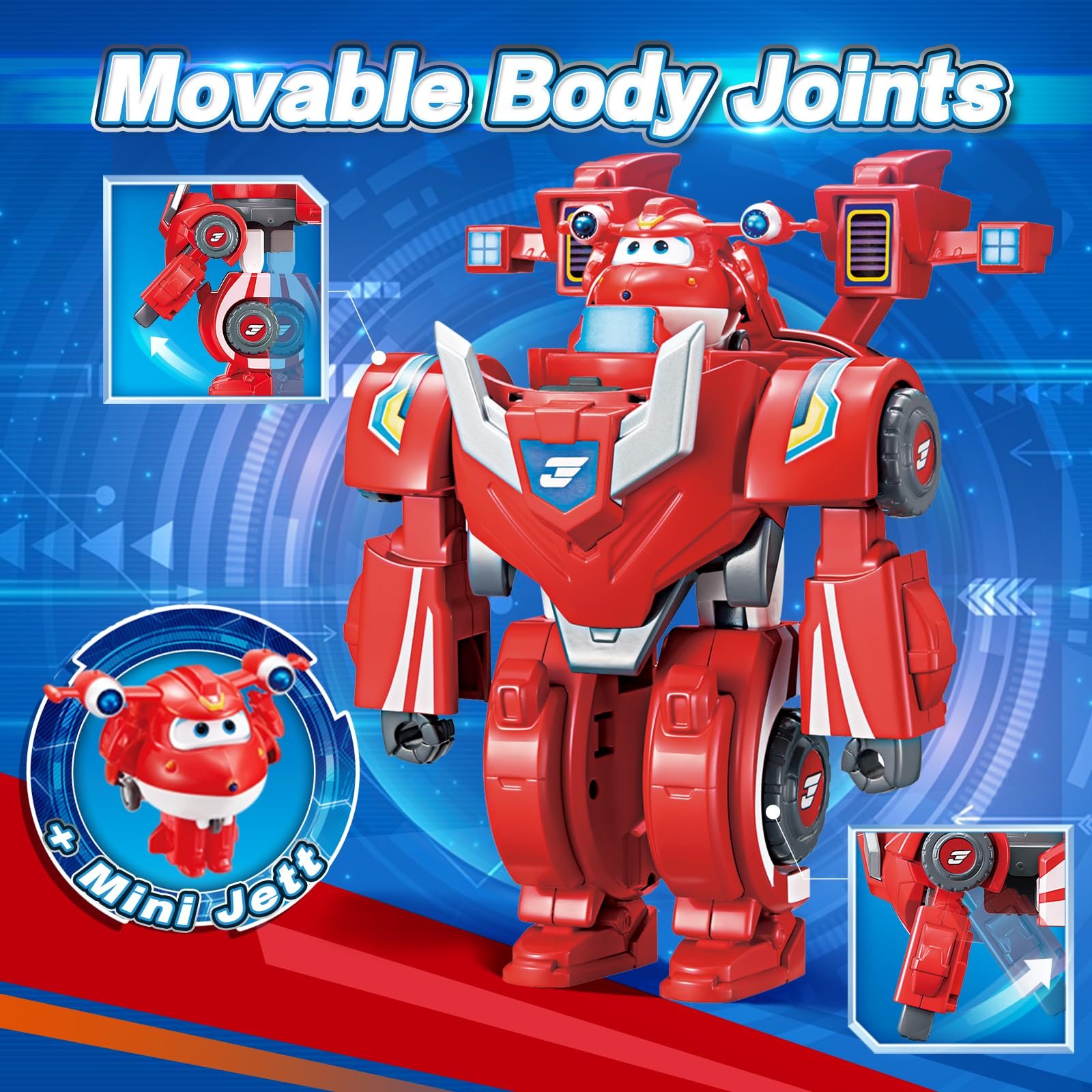 Фигурка-трансформер Super Wings Jett Super Robot Suit, 18 см, красный, фото №5