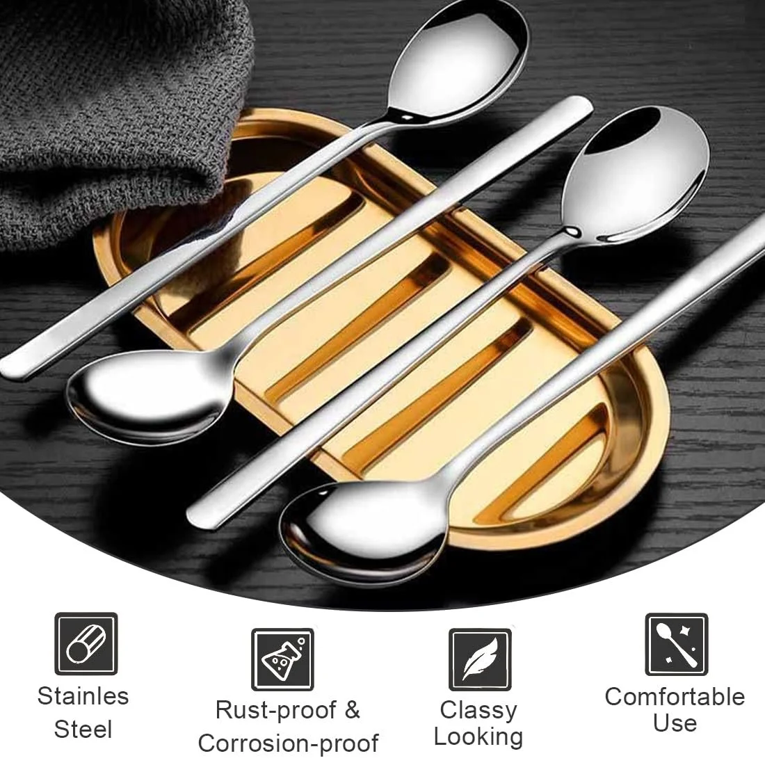 Ложка Кавова EBHO 10 шт, полірована поверхня, елегантний сучасний дизайн, фото №3