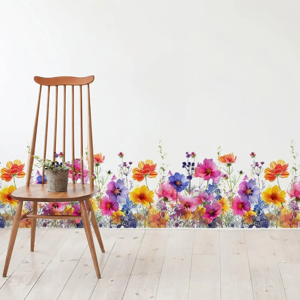 Наклейка на стіни Runtoo Garden Flowers акварельна кольорова, фото №3