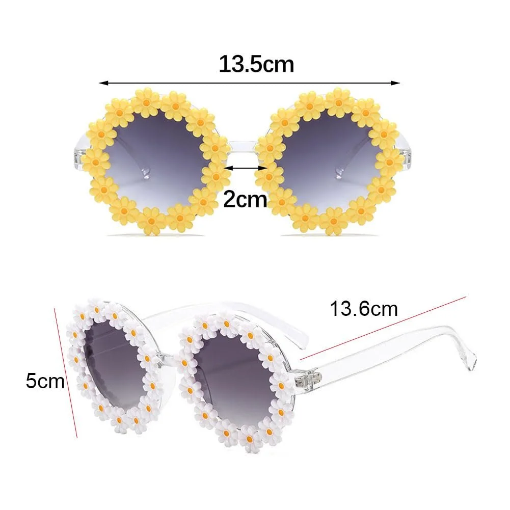 Сонцезахисні окуляри Круглі Doukesh Daisy Квіти Білий, 2 шт, фото №2