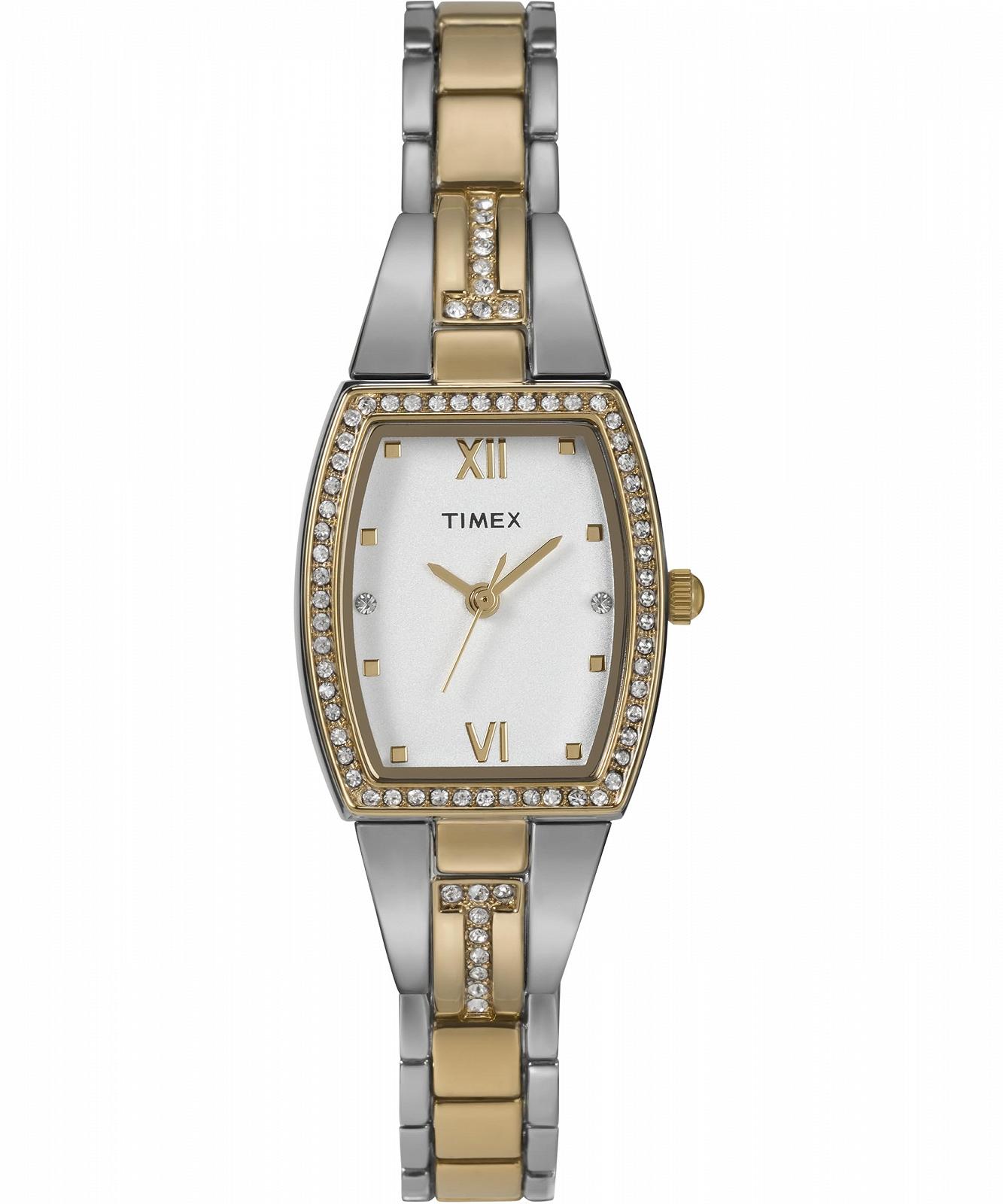 Женские часы Timex Main Street 22 мм, двухцветный ремешок из сплава, серебряный циферблат, двухцветный корпус TW2W95800, фото №1