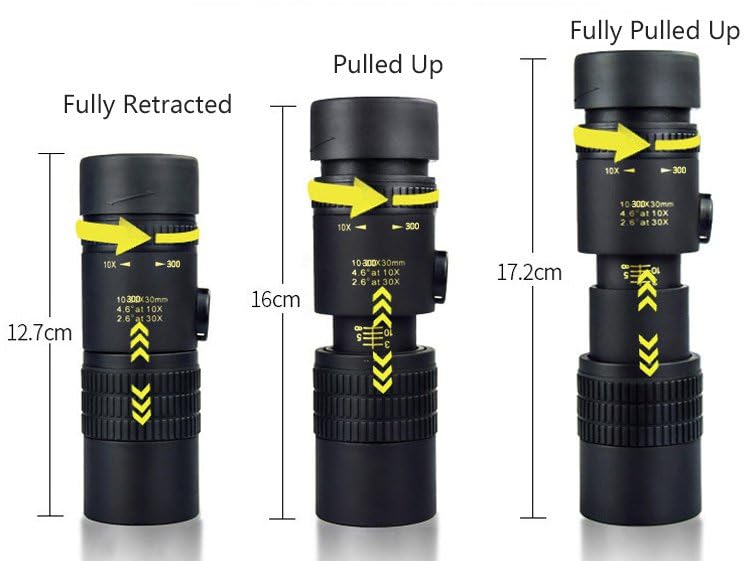 Телескоп Zoom Monocular 10-300 x 40 Компактный Зум для Наблюдений за Дикой Природой, Птицами, Походами, Охотой, Кемпингом, фото №6