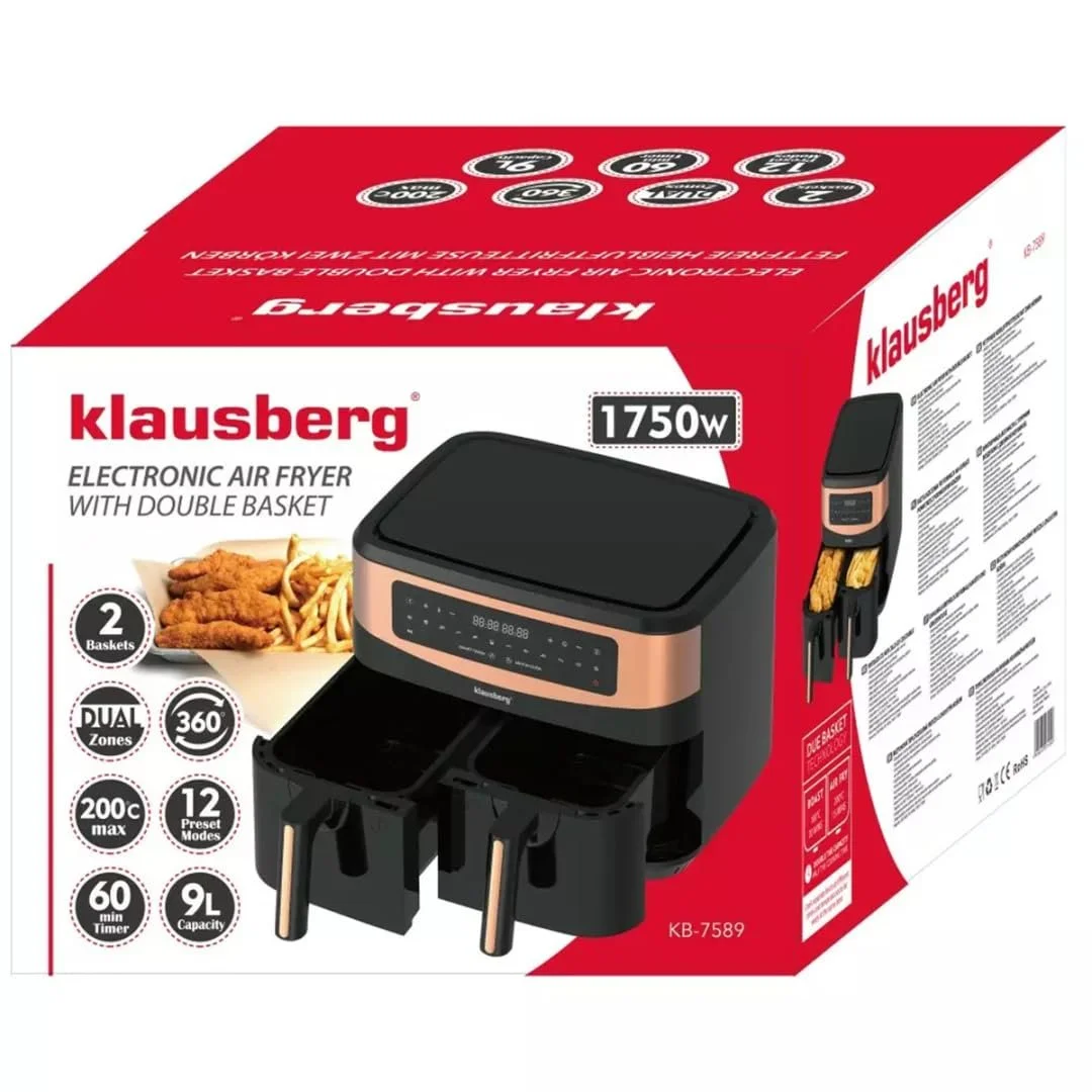 Мультипіч Klausberg 7589 9 л 2 кошики чорна, фото №4 Мультипіч Klausberg 7589 9 л 2 кошики чорна, фото №4