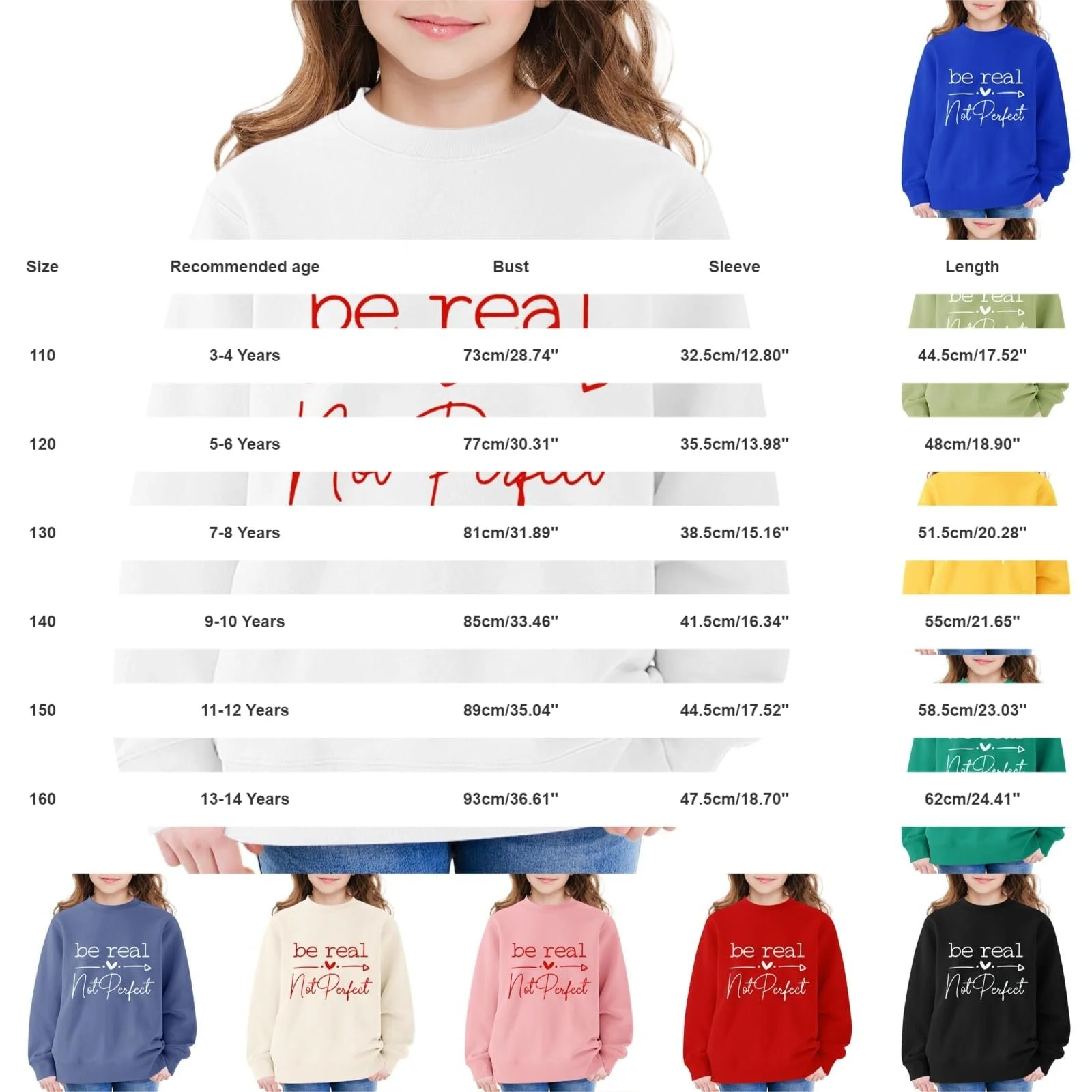 Свитшот YHHRJAI для девочек-подростков Черный с буквенным принтом, круглым вырезом и длинными рукавами. Теплый топ для детей 3-14 лет., фото №4