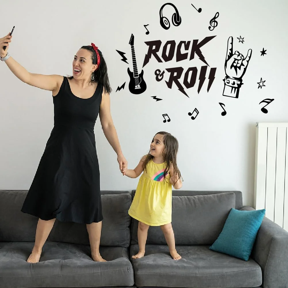 Наклейка на стіну SUPERDANT Rock & Roll Електрогітара 39 x 85 см Чорний, фото №4