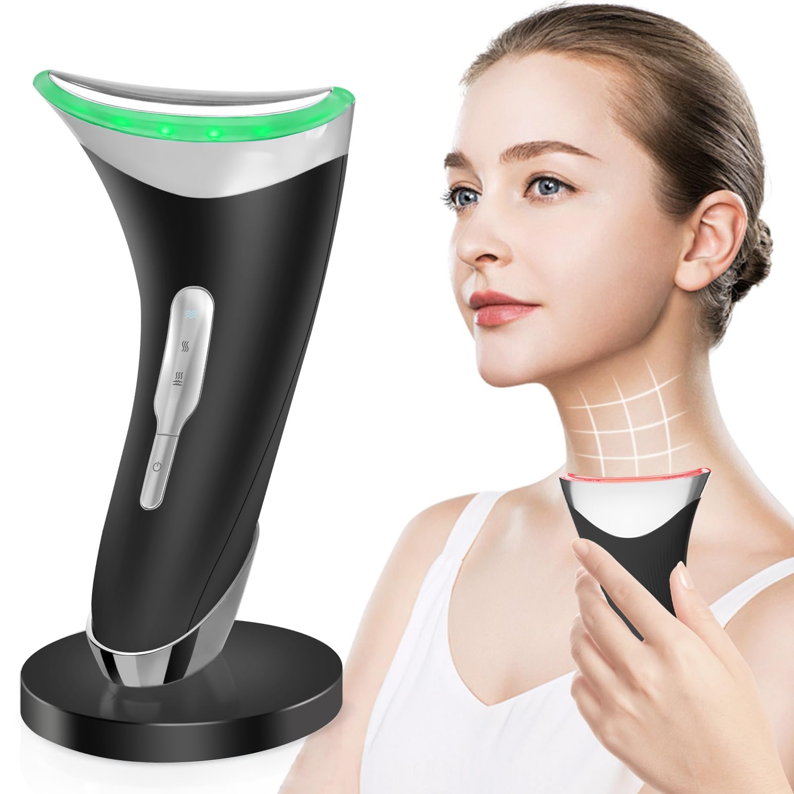 Масажер для обличчя Anti-Ageing 45°C, EMS, 3 режими, для підтяжки шкіри, проти зморшок та другого підборіддя - Чорний, фото №1