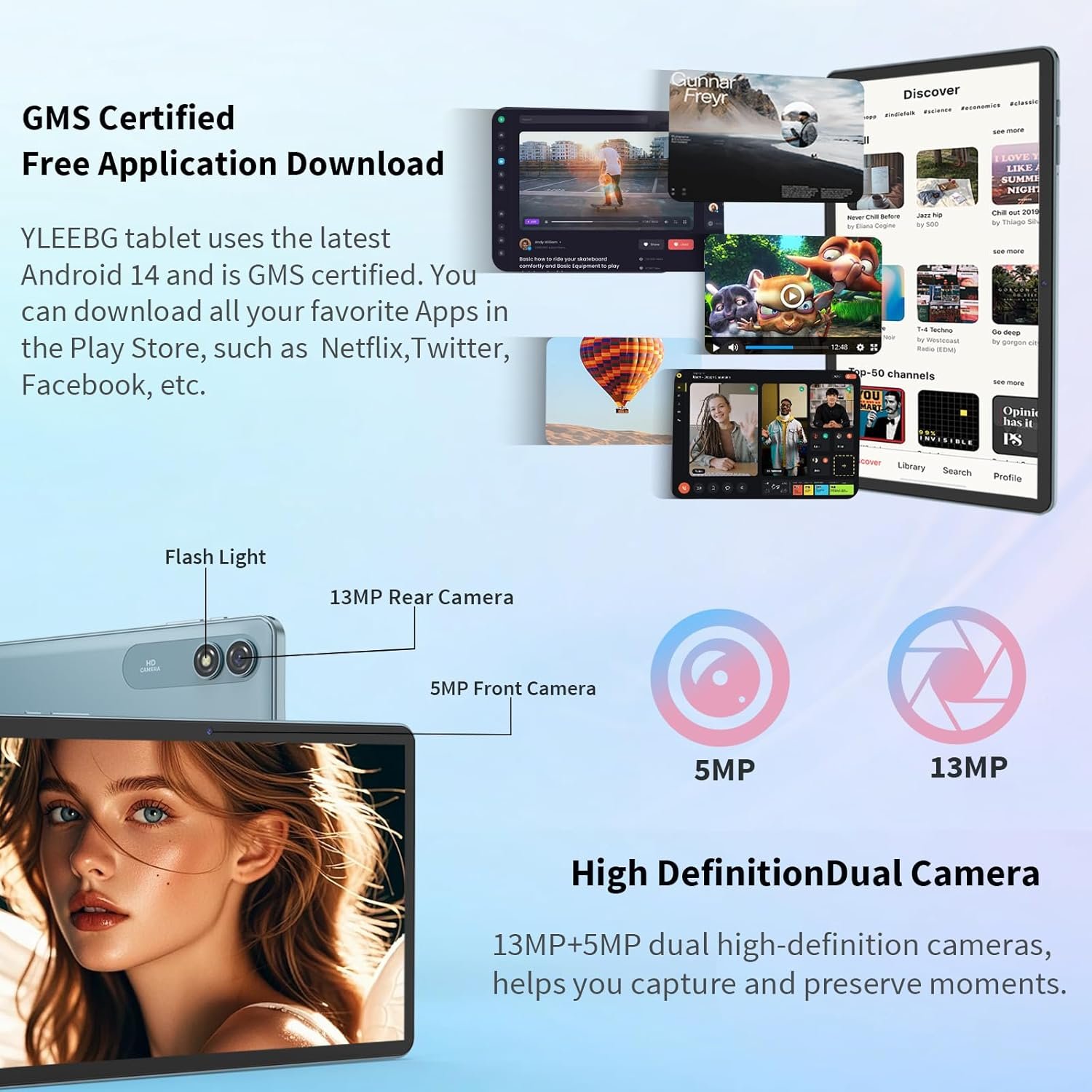 Планшет 10.1" QDDQ T901 6+18/256Gb 8 ядер Android 15 8000 mAh Blue, фото №4