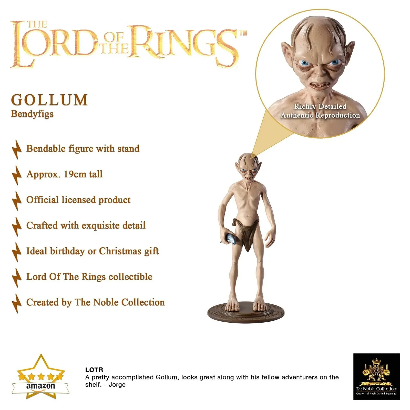Фігурка The Noble Collection Gollum Bendyfigs 19 см, фото №3