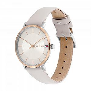 Женские часы Tommy Hilfiger Two Hands Кварцевый механизм Cерый Кожаный ремешок - 1782671, серебристый / белый, Minimalist synthetic.ua - Фото 1