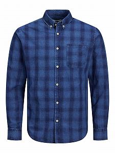 Рубашка Jack&Jones CLASSIC MIX LS 12188988 SLIM Синий Деним В полоску Размер M - Фото 1