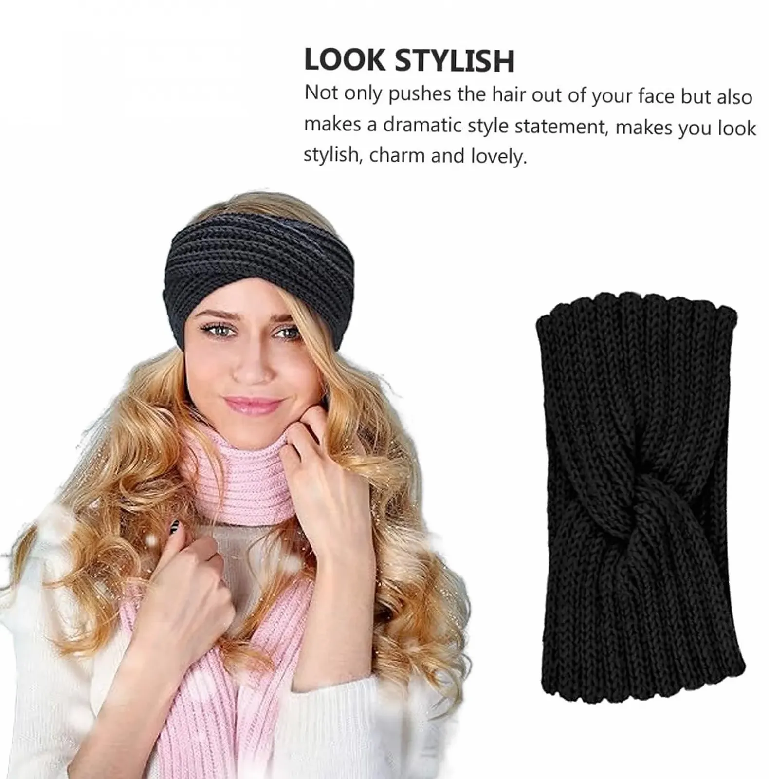 Набір з 4-х зимових теплих в'язаних пов'язок на голову для жінок, фото №5 Набір з 4-х зимових теплих в'язаних пов'язок на голову для жінок, фото №5