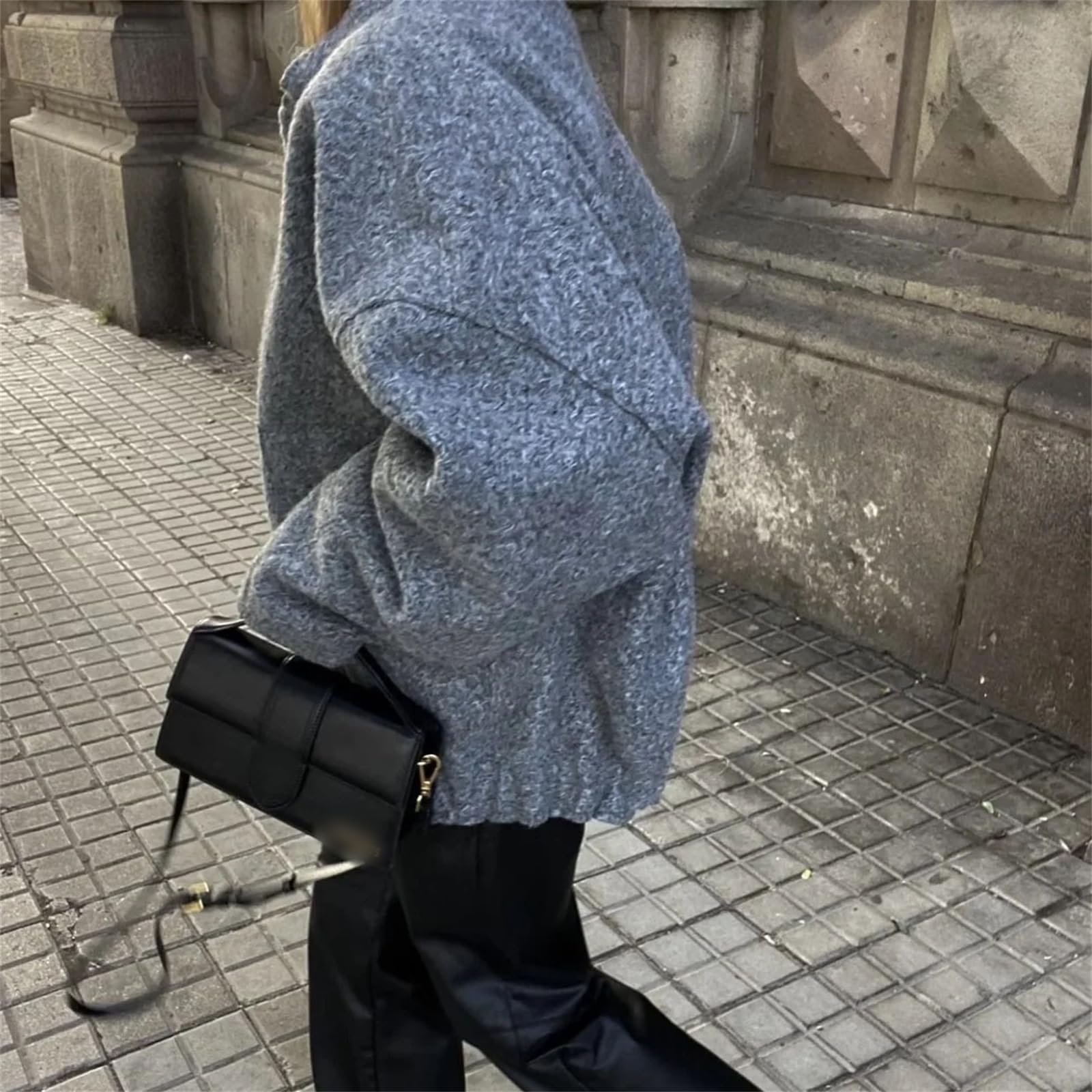 Модне жіноче осіннє однотонне пальто з довгими рукавами, стійкою-коміром, вільним верхом, фото №3 Модне жіноче осіннє однотонне пальто з довгими рукавами, стійкою-коміром, вільним верхом, фото №3