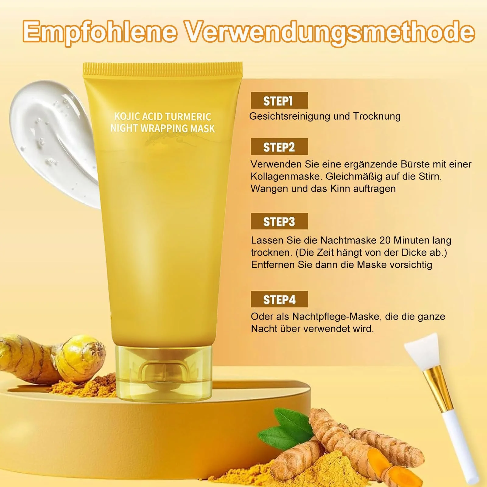 Нічна маска для обличчя з куркумою та койєвою кислотою проти недоліків, фото №6