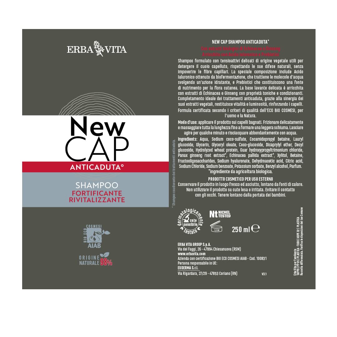 Косметическое средство ERBA VITA Newcap Anti-Fall Shampoo 250 мл, фото №6 Косметическое средство ERBA VITA Newcap Anti-Fall Shampoo 250 мл, фото №6