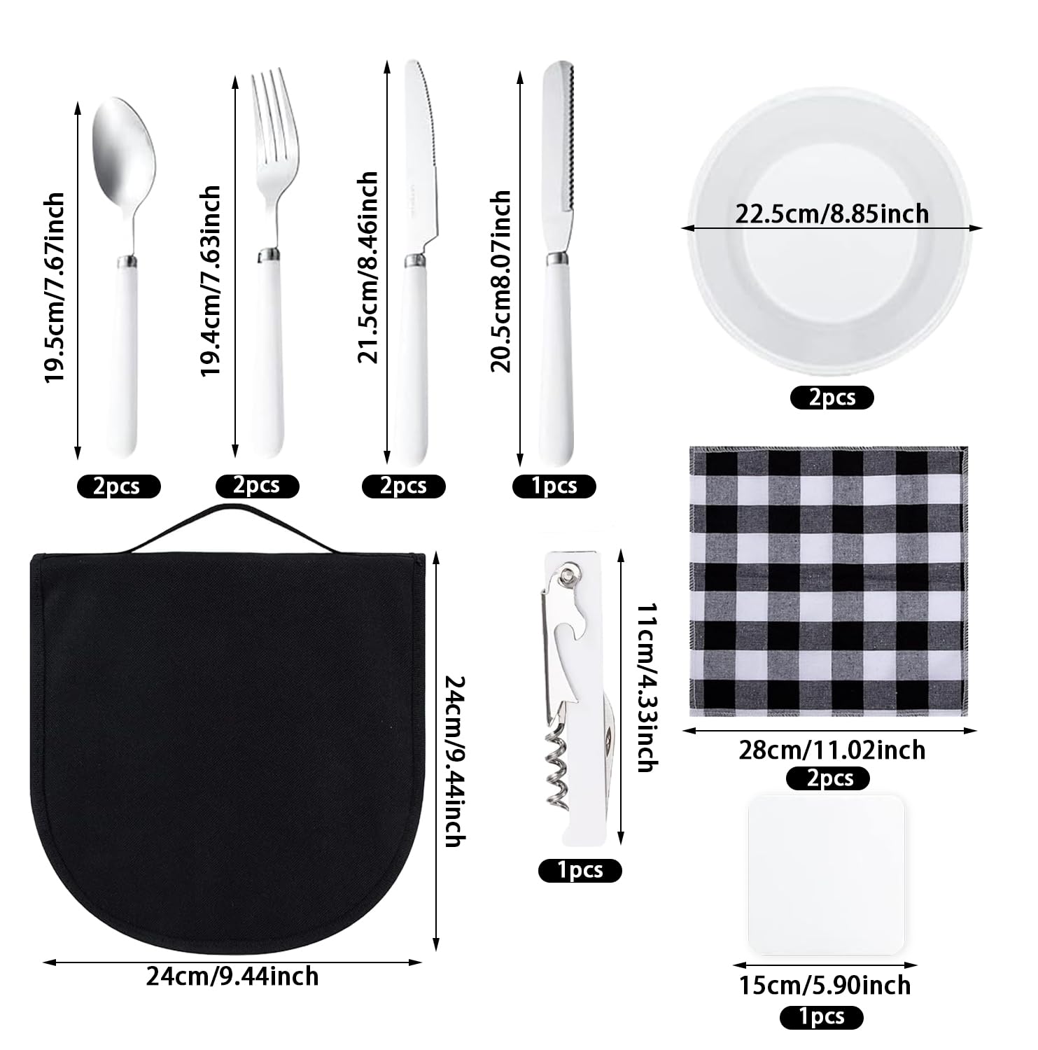 Набор для кемпинга UQTUKO Cutlery 13-Piece для 2 человек из нержавеющей стали, фото №6