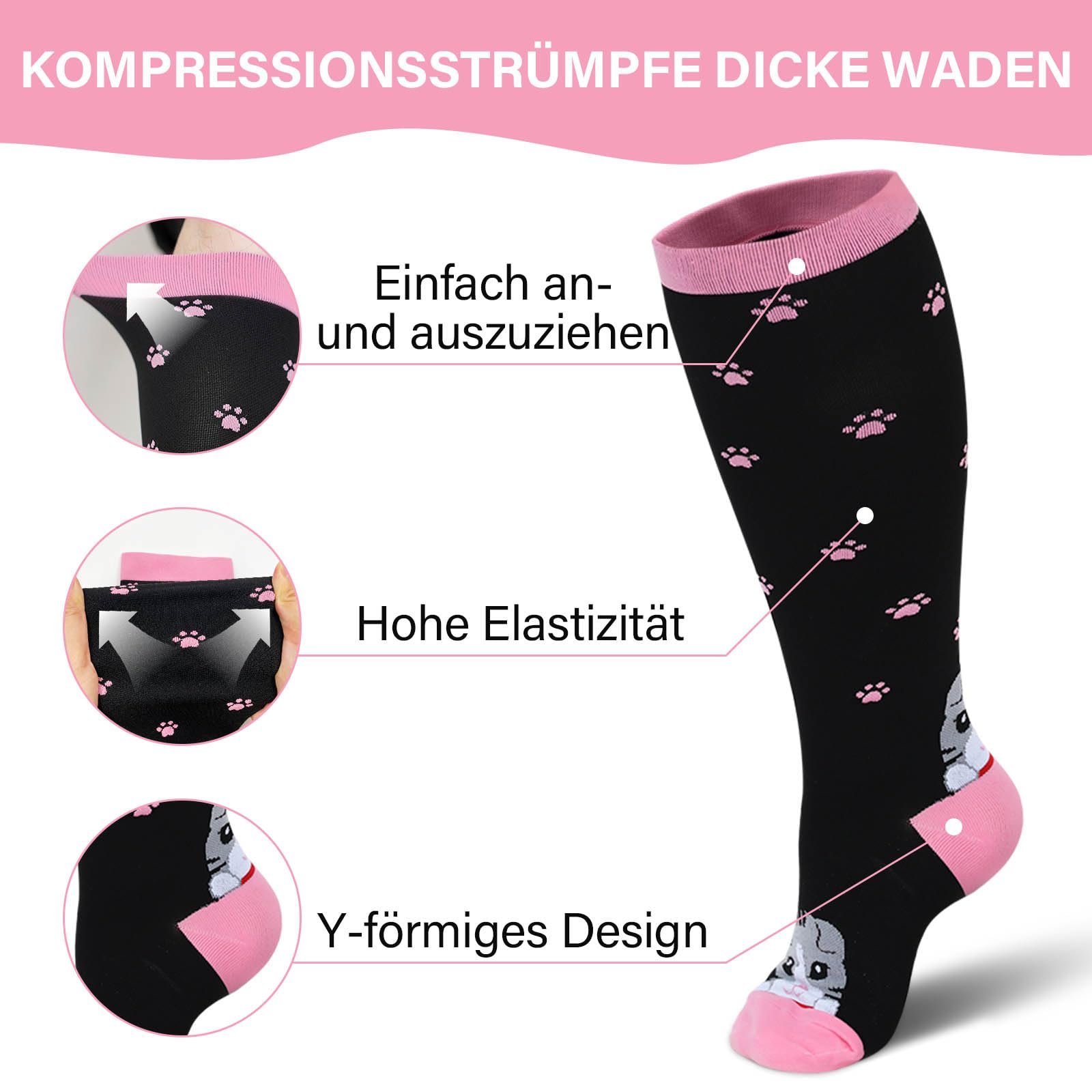 Компрессионные чулки PUTUO для женщин с большими икрами: Компрессионные чулки большого размера для мужчин Медицинские противотромбозные чулки для женщин Красочные носки с рисунком кошек Компрессионные носки для спорта Путешествий самолетом 1 пара, фото №4 Компрессионные чулки PUTUO для женщин с большими икрами: Компрессионные чулки большого размера для мужчин Медицинские противотромбозные чулки для женщин Красочные носки с рисунком кошек Компрессионные носки для спорта Путешествий самолетом 1 пара, фото №4