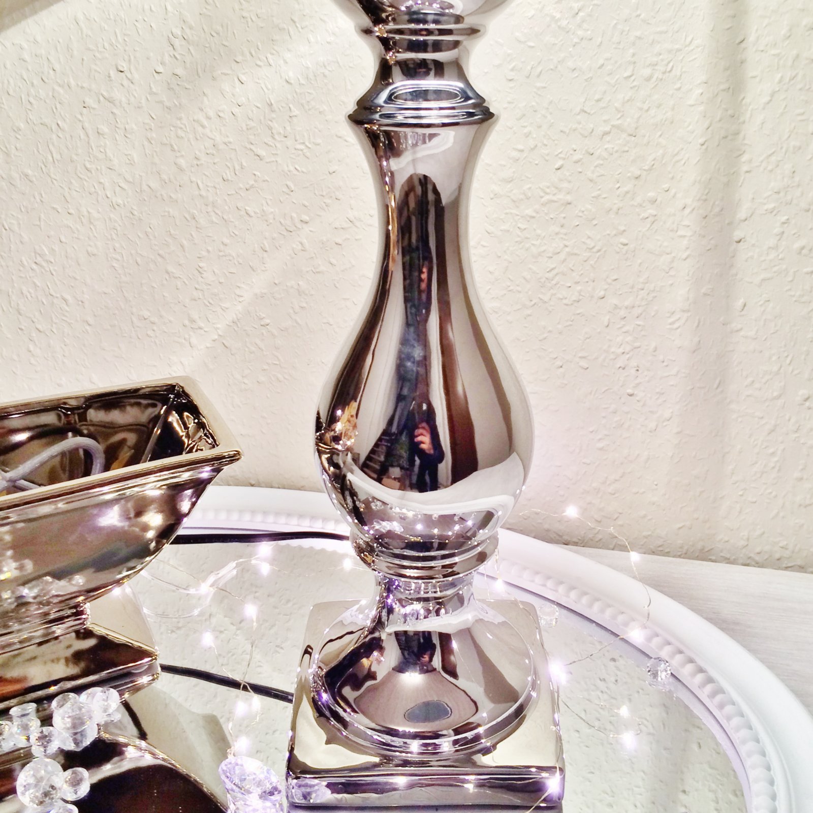 Настільна лампа Lovely кераміка 60 см сріблястий/чорний, фото №1