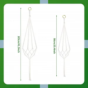 Набір кашпо макраме 4 шт. з бавовняної мотузки 2 розміри з металевими гачками synthetic.ua - Фото 1