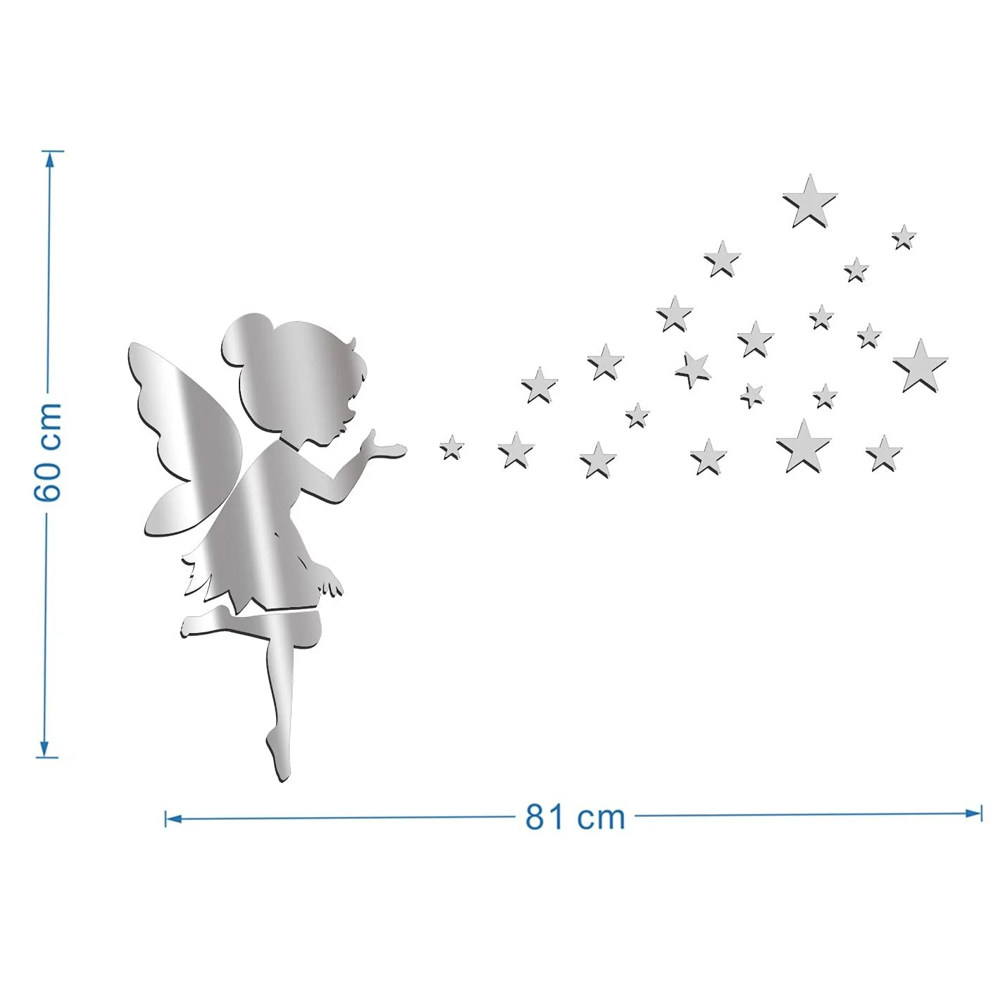 Наклейки на стіну Dreamark Mirror Fairy Girl Star 3D DIY Removable Silver, фото №3 Наклейки на стіну Dreamark Mirror Fairy Girl Star 3D DIY Removable Silver, фото №3