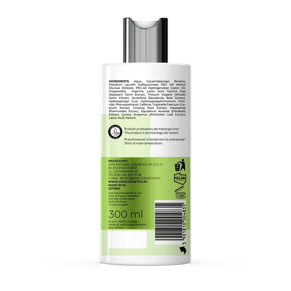 Шампунь Apis Natural Solution Укрепляющий Против Выпадения Волос Baicapil 3% Keracin Кофеин для Женщин и Мужчин Объем 300 мл, фото №2