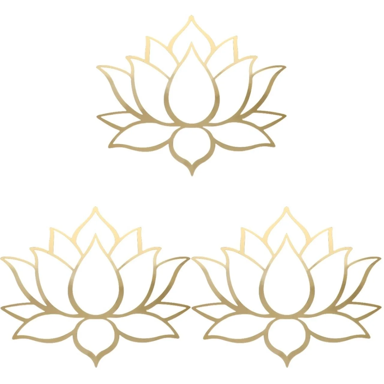 Наклейки на стіну OSALADI Lotus Flower 3 шт. дзеркальні акрилові Золотистий, фото №1