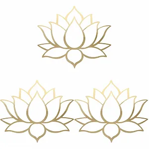 Наклейки на стіну OSALADI Lotus Flower 3 шт. дзеркальні акрилові Золотистий - Фото 1