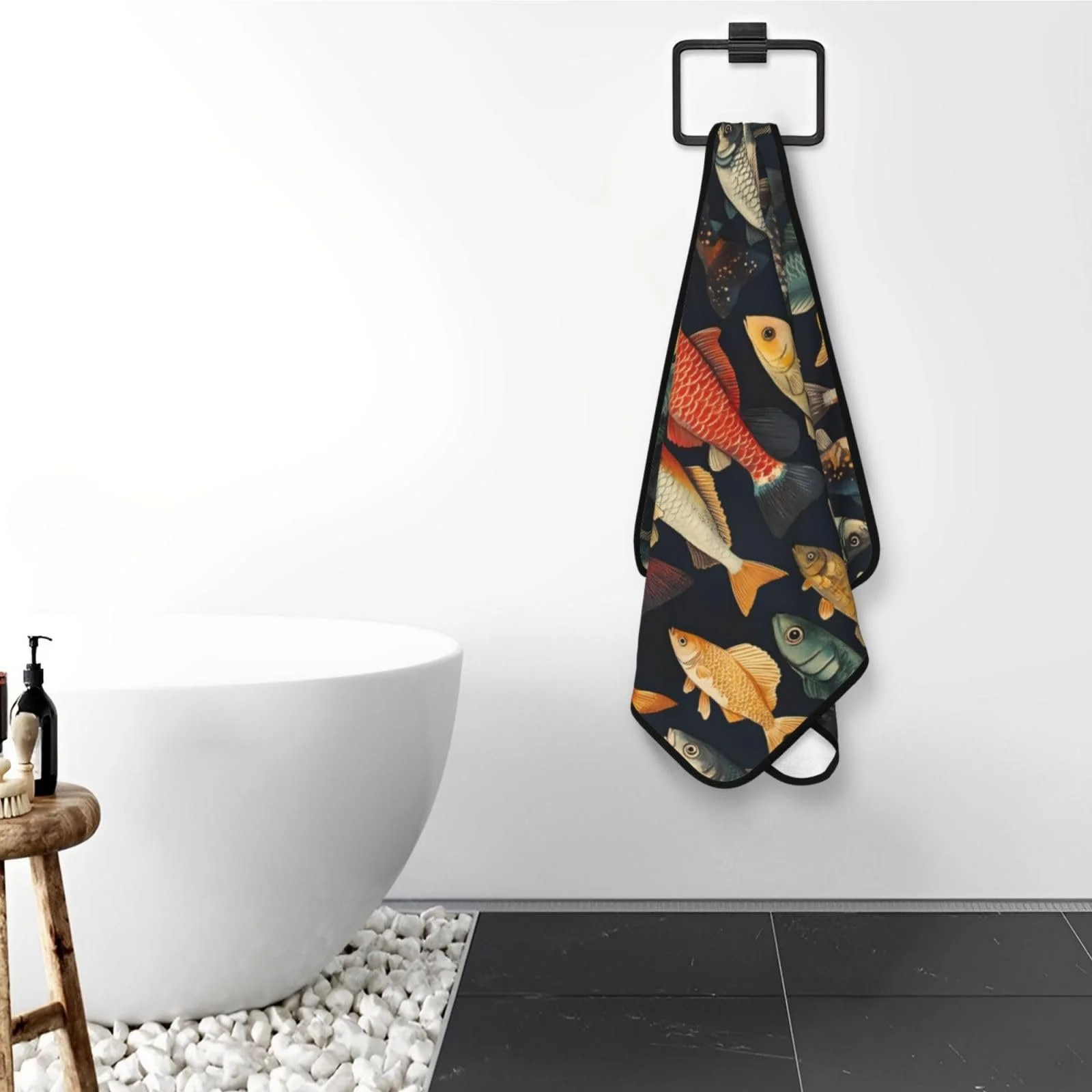 Рушник банний Colorful Fish Print Мікрофібра Швидкосохнучий Кольорові рибки 27 x 55 дюймів., фото №7