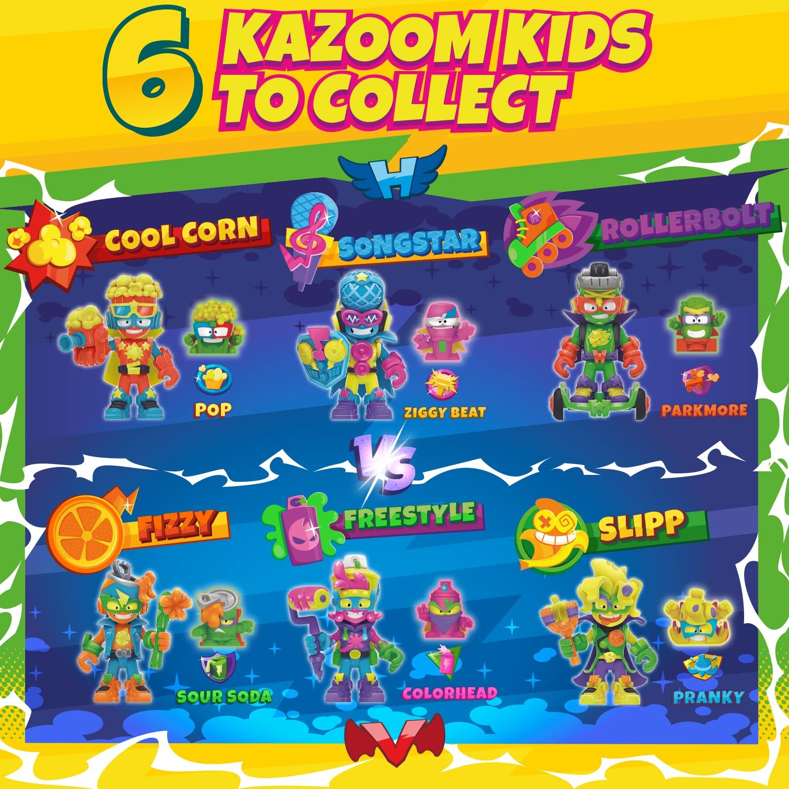 Фігурки SUPERTHINGS RIVALS OF KABOOM Neon Power Series, Повна колекція з 6 Kazoom Kids із серії Neon Power, кожен Kazoom Kid поставляється з 1 SuperThing і 1 бойовим аксесуаром, фото №4