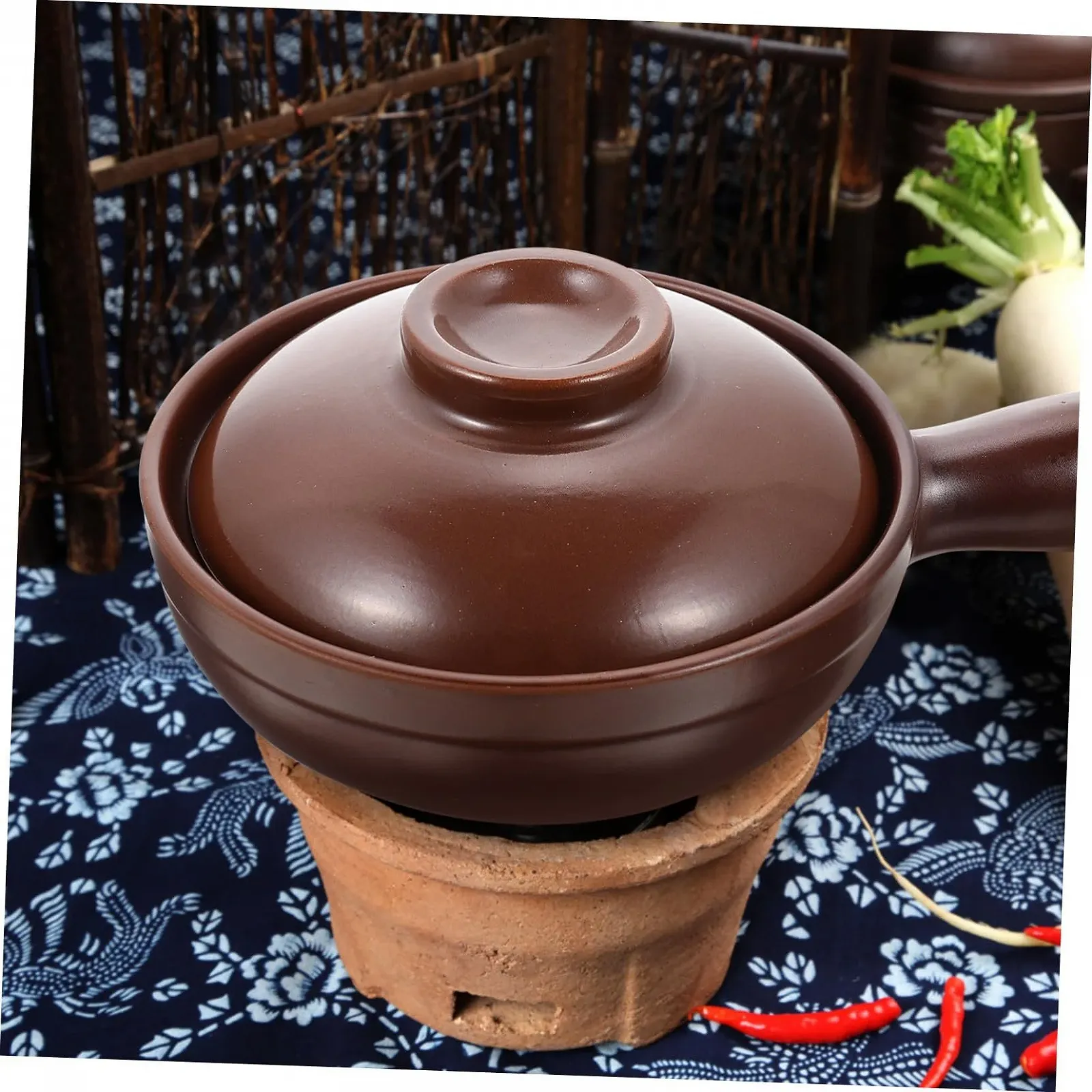 Кастрюля керамическая для тушения с ручкой жаростойкая антипригарная, фото №6