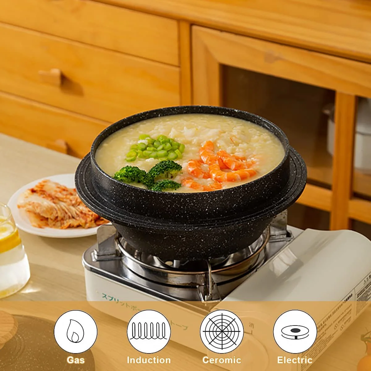 Каструля корейська 2.3 л 20 см з кришкою Чорна, фото №4