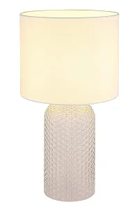 Настольная лампа прозрачная белая стеклянная текстиль 50 см E27 - Фото 1