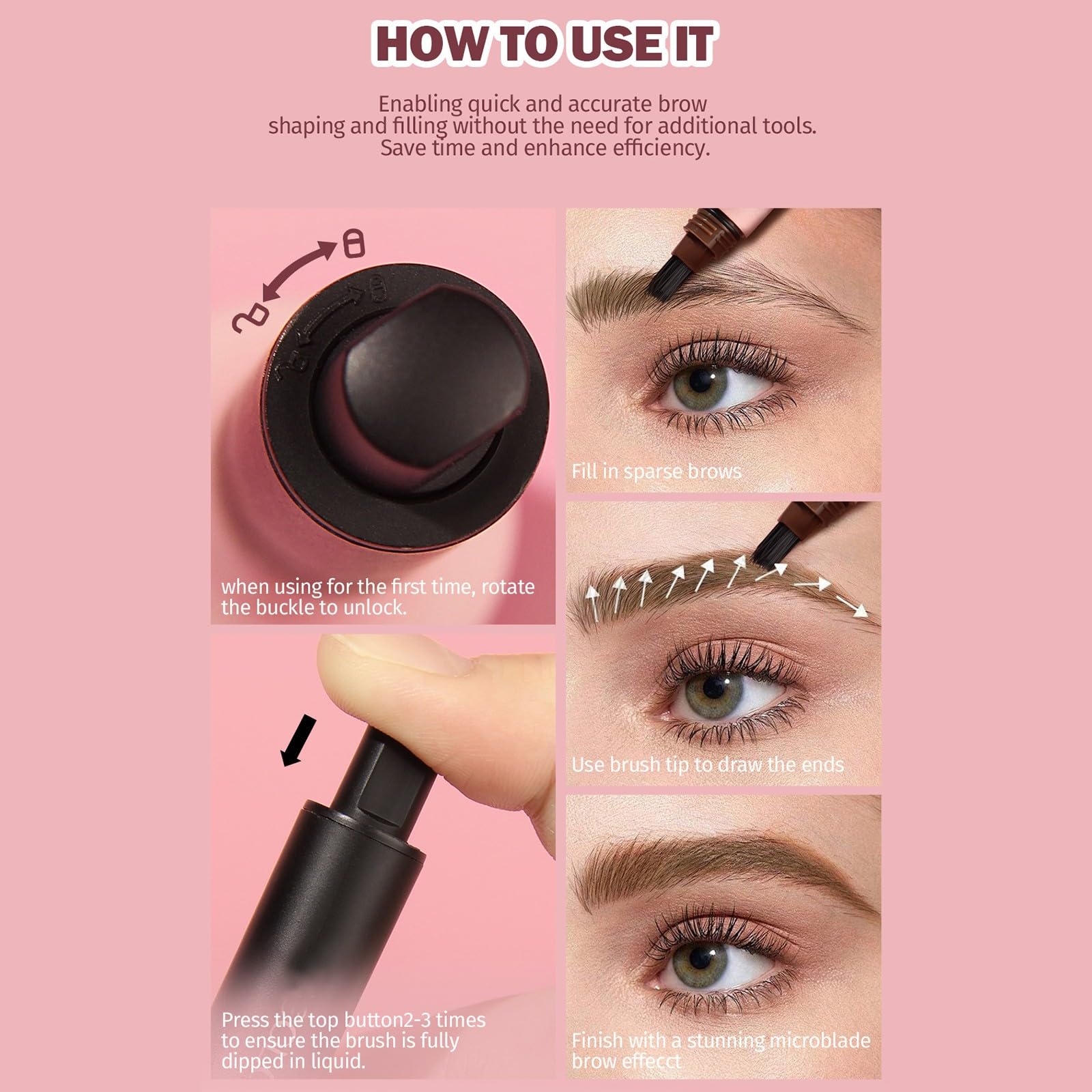 Брови Angled Brush & Dip Chocolate Водостійкий олівець для брів з квадратним пензлем та гелем для брів (каштановий), фото №3