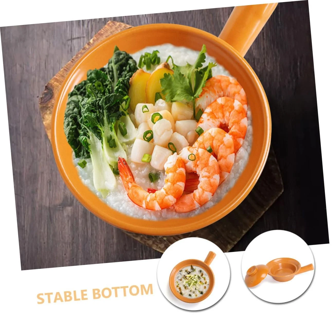 Горшок керамический маленький с ручкой термостойкий для газовой плиты, фото №3