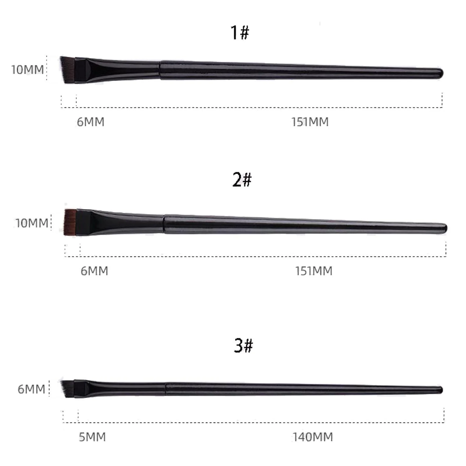 Кисти для подводки, набор из 3, скошенная, фото №3