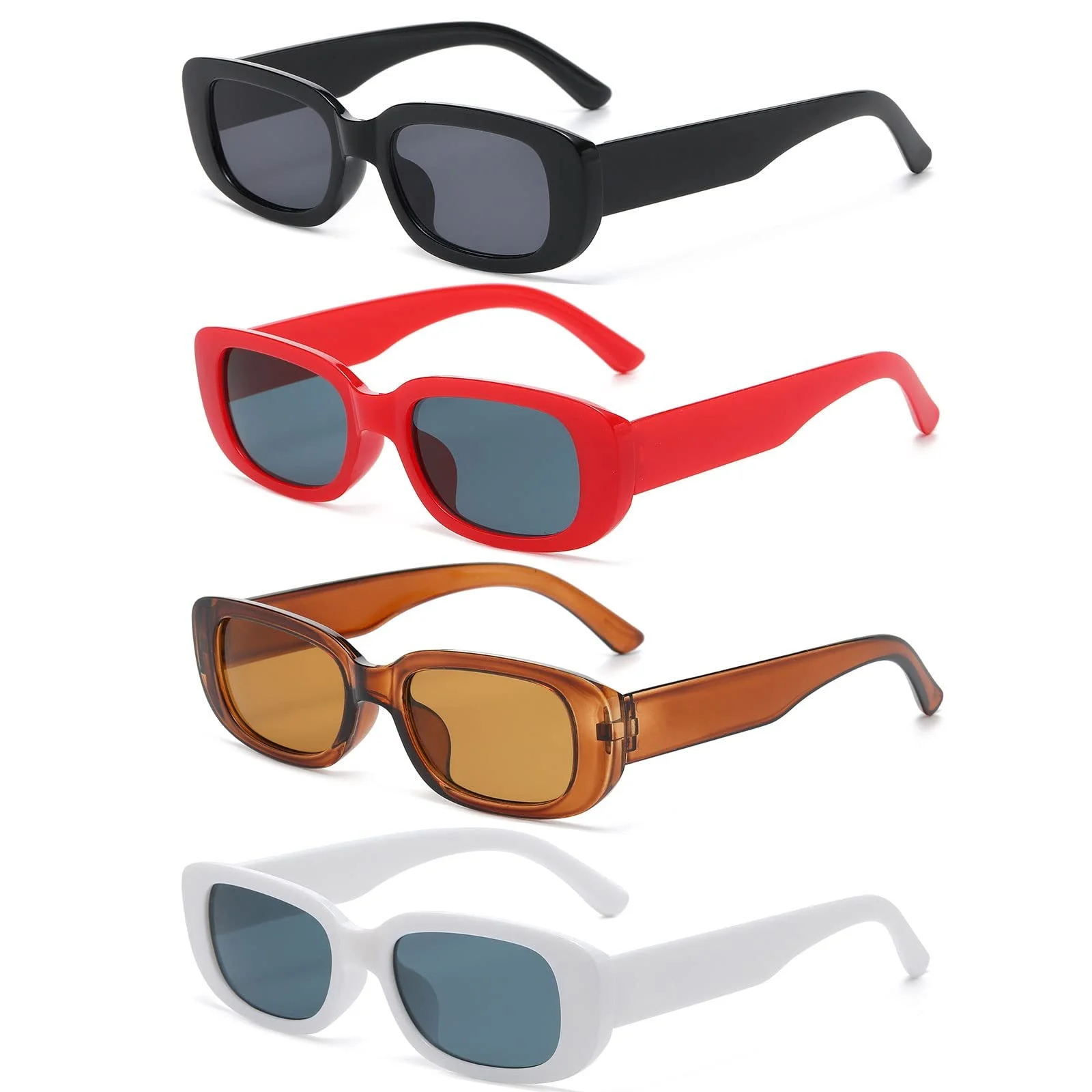 Солнцезащитные очки YAMEIZE Классические Прямоугольные Ретро 90-х Черные Защита UV400, фото №1