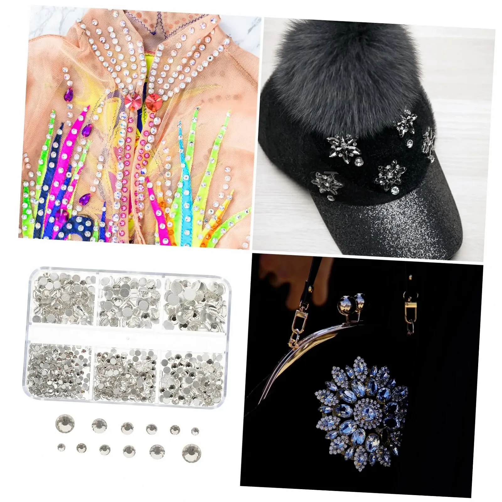 Стразы для ногтей FOMIYES Плоские 6-секционные Самодельные Стразы Украшения для маникюра, фото №3