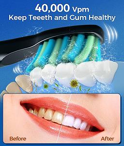 Електрична звукова зубна щітка Demita S1 40000 VPM 5 режимів Чорна synthetic.ua - Фото 1