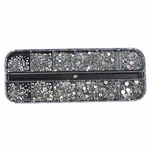 Стразы для ногтей круглые плоские Разные кристаллы для самодельных поделок 1 коробка - Фото 1