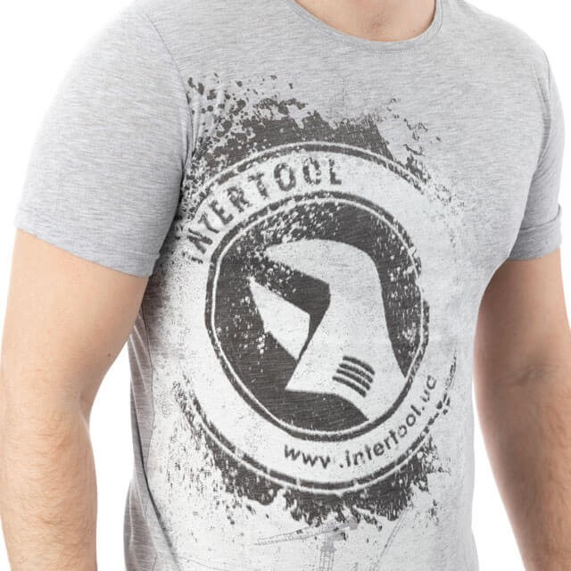 Футболка сіра меланж S 100 бавовна INTERTOOL SP-2222, фото №5