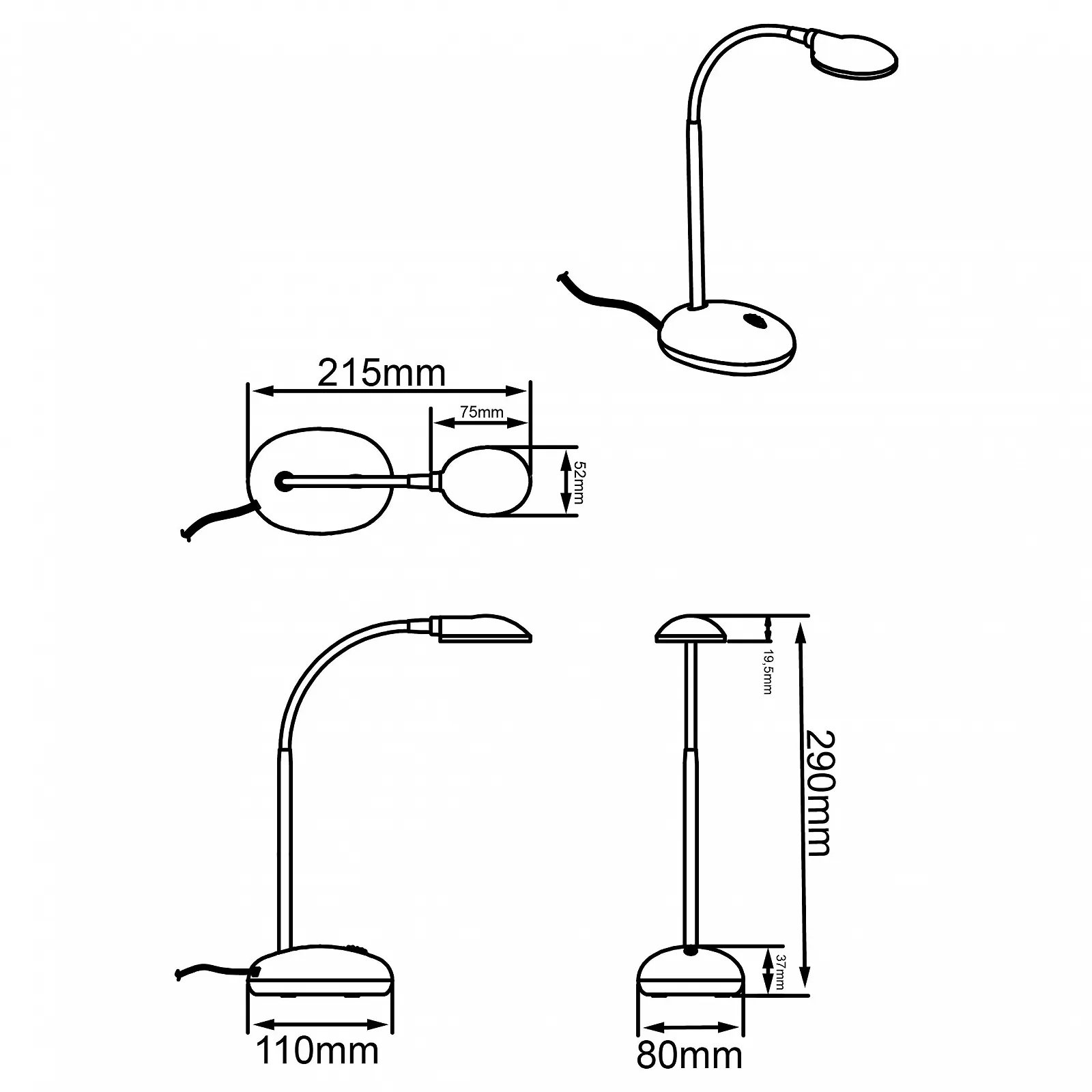 Настільна лампа Timmi чорна, фото №4