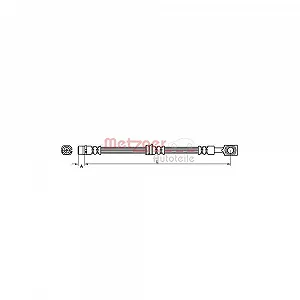 Тормозной шланг METZGER 4110524 для OPEL, передний мост слева, передний мост справа - Фото 1