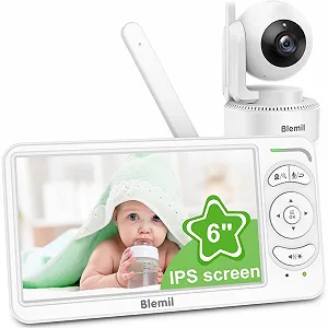 Відеоняня Blemil 6 дюймів IPS без WiFi 4000 mAh Eco Mode Нічне бачення Двосторонній аудіозв'язок 300 м Детекція плачу - Фото 1
