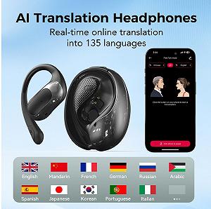 Навушники-перекладачі AI, 3-в-1 для перекладу з 135 мовами, 5 режимів перекладу з додатком, 40 годин Bluetooth 5.4 з мікрофоном ENC synthetic.ua - Фото 1