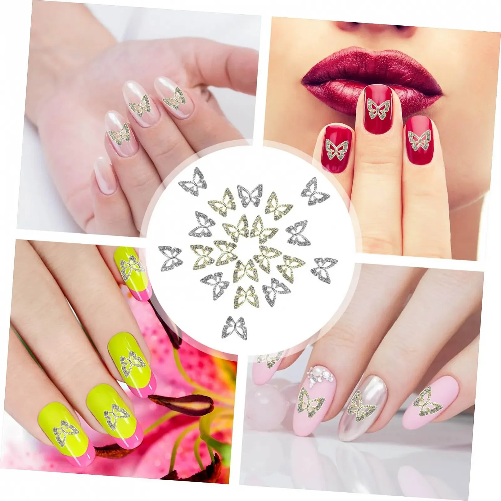 Украшения для ногтей Типа Бабочка FRCOLOR 20 шт. со стразами для маникюра, фото №5