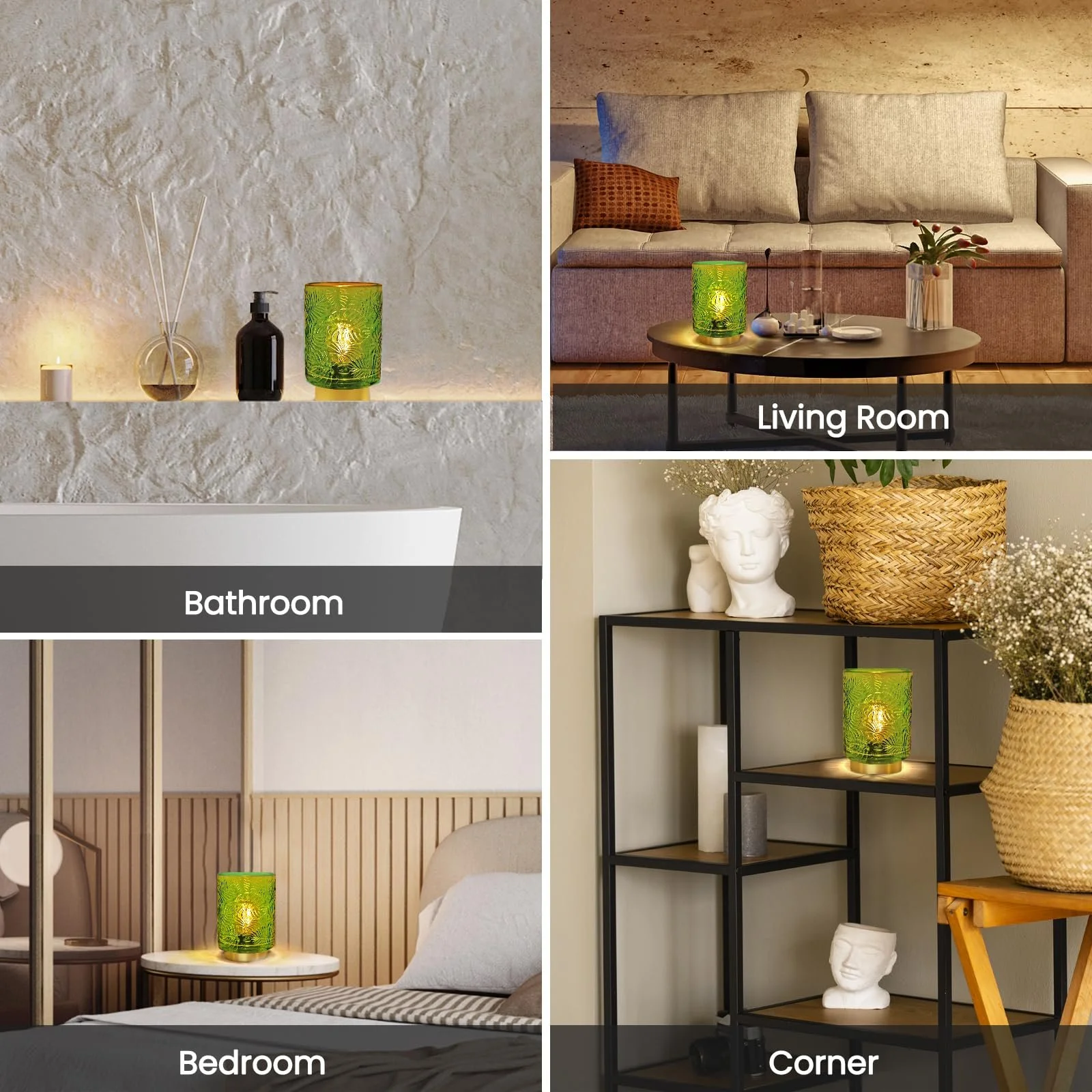 Настільна лампа Bonlux Бездротова Скло Зелена, фото №5